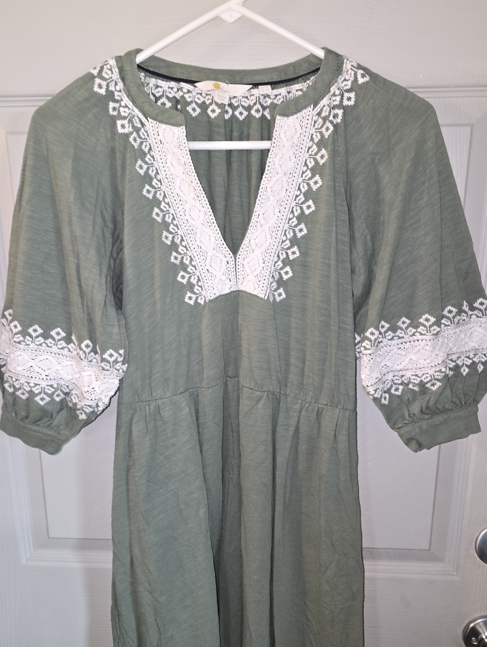 Boden Olive Green Embroidered Midi Wrap Dress - Picture 6 of 8